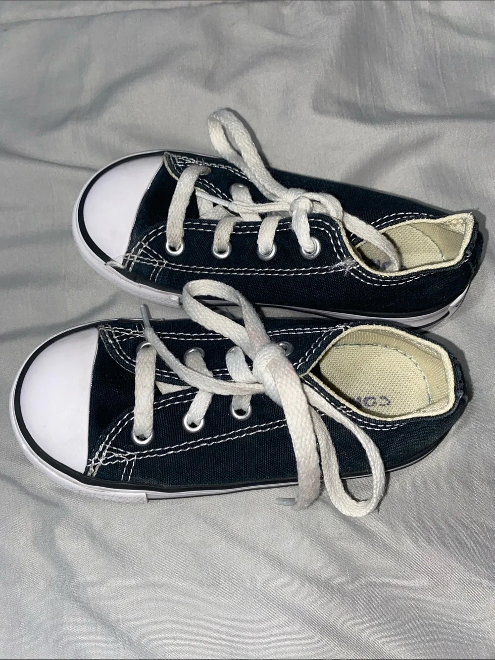 Converse Kids Navy Canvas Lace-Up Sneakers with White Toe